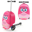 Ride-on Luggage 20-inch Kids Scooter Suitcase with Flash Wheels Pink