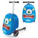 Ride-on Luggage 20-inch Kids Scooter Suitcase with Flash Wheels Blue