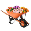 Wheelbarrow Cart, 6 Cu. Ft. Load & 330 lbs Capacity, One Wheel Garden Dump Cart Wheel Barrow with Metal Handle &  16"  Wide Track Wheels, Easy Loading Utility Yard Cart & Wagons for Lawn Farm