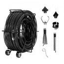 Sectional Drain Cleaning Cable 60 FTx1-1/5In & 6 Cutters for 2"-7.9" Pipes