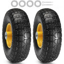 Solid PU Run-Flat Tire Wheel, 254 mm, 2-Pack, 181.4 kg Dynamic Load, 204.1 kg Static Load, Flat Free Tubeless Tires and Wheels for Hand Truck, Utility Cart, Dolly, Garden Trailer, Various Carts