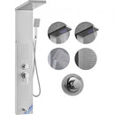 Shower Panel System, 5 Shower Modes, LED Shower Panel Tower, Rainfall, Waterfall, 2 Body Massage Jets, Tub Spout, Handheld Shower Head with 59" Hose, Stainless Steel Wall-Mounted Shower Set