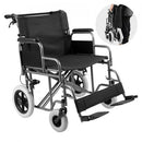 Wheelchair Steel Transport Chair Foldable Wheelchair 24-In W Seat 300lbs