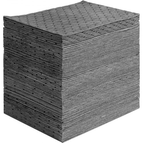 Spill Absorbent Pads, Universal Absorbing Mat Absorbs up 12 Gal, 13" L x10" W Polypropylene Absorbent Pad for Oil, Water and Other Liquids, Pack of 100