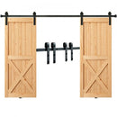 8FT Sliding Barn Door Hardware Closet Track Kit for Double Doors J Hanger