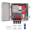 PV Combiner Box, 4 String, Solar Combiner Box with 10A Rated Current Fuse 63A Circuit Breaker Lightning Arrester and Solar Connector, ABS Plastic Case for On / Off Grid Solar Panel System, IP65