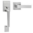 Entry Door Handle, Satin Nickel Square Handle Set with Lever Door Handle No Lock, Adjustable Hole Space, Front Door Handle with Reversible for Right and Left Handed Entrance and Front Door