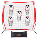 6 x 6 ft Football Trainer Throwing Net, Training Throwing Target Practice Net with 5 Target Pockets, Knotless Net Includes Bow Frame and Portable Carry Case, Improve QB Throwing Accuracy, Red
