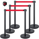 Crowd Control Stanchion Stanchion Set 6 Pieces with 6.6 ft/2 m Red Belt