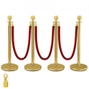4PCS Gold Stanchion Posts Queue, 38 Inch Red Velvet Rope, Crowd Control Barriers Queue Line Rope, Barriers for Party Supplies