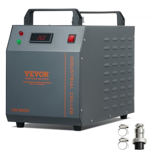 Industrial Water Chiller, CW-3000, 80W Air-Cooled Industrial Water Cooler Cooling System with 12 L Water Tank Capacity 12 L/min Maximum Flow Rate, for Laser Engraving Machine Cooling Machine