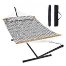 Two Person Hammock with Stand Included Heavy Duty 480lb Capacity, Double Hammock with 12 FT Steel Stand and Portable Carrying Bag and Pillow, Freestanding Hammock for Outdoor Patio Yard Beach