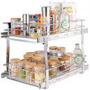 2-Tier Wire Pull Out Cabinet Under Sink Organizer 14x21 Inch Drawer Basket