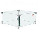 Gas Fire Pit Wind Guard for Square Fire Table, 380 x 380 x 180 mm Clear Tempered Wind Guard for Firepits, 8mm Thick Square Glass Shield, Glass Panel with Hard Corner Bracket & Feet