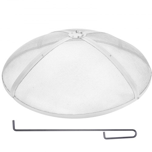 Fire Pit Spark Screen Round 30", Reinforced Heavy Duty Steel Metal Cover, Outdoor Firepit Lid, Easy-Opening Top Screen Covers Round with Ring Handle for Outdoor Patio Fire Pits Backyard
