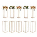 10PCS 31.5inch/80cm High Wedding Flower Stand, With Acrylic Laminate,Metal Vase Column Geometric Centerpiece Stands, Gold Rectangular Floral Display Rack for Events Reception, Party Decoration
