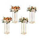 4PCS Gold Metal Column Wedding Flower Stand, 23.6inch /60cm High With Metal Laminate, Vase Geometric Centerpiece Stands, Cylindrical Floral Display Rack for Events Reception, Party Road Leads