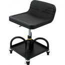 Rolling Garage Stool, 300LBS Capacity, Adjustable Height from 15.7 in to 20.5 in, Mechanic Seat with 360-degree Swivel Wheels and Tool Tray, for Workshop, Auto Repair Shop, Black