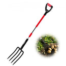 4 Tines Garden Fork Fiberglass Handle 45 in Spading Pitchfork Heavy Duty