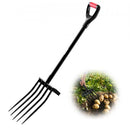 5 Tines Garden Fork Metal Handle 41 in Spading Pitchfork Y Grip Heavy Duty