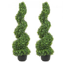 Artificial Topiaries Boxwood Trees, 10cm Tall (2 Pieces) Faux Topiary Plant Outdoor, All-year Green Feaux Plant w/ Replaceable Leaves for Decorative Indoor/Outdoor/Garden
