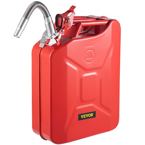 Jerry Fuel Can, 20 L Portable Jerry Gas Can with Flexible Spout System, Rustproof ? Heat-resistant Steel Fuel Tank for Cars Trucks Equipment, Red