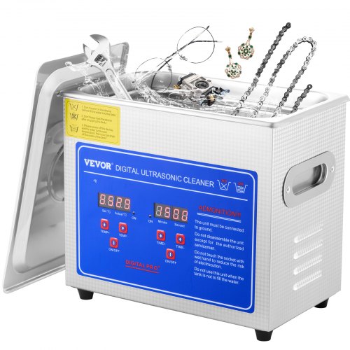 Ultrasonic Cleaner Machine 3L Stainless Steel Ultrasonic Cleaning Machine Digital Heater Timer Jewelry Cleaning for Commercial Personal Home Use (3L)