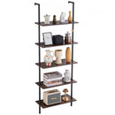 Industrial Square Pipe Shelf 5 Tier 64x30x182.5cm Wall-Mount for Bedroom