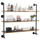 Industrial Pipe Shelf 3 Tier 48x9.84in Wall-Mount for Kitchen Bedroom