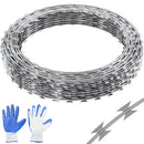 Razor Wires, 98 ft Razor Barbed Wire, 2 Rolls Razor Wire Fencing Razor Fence, Razor Ribbon Barbed Wire Galvanized Razor Wire Fence, Rolls Razor for Garden