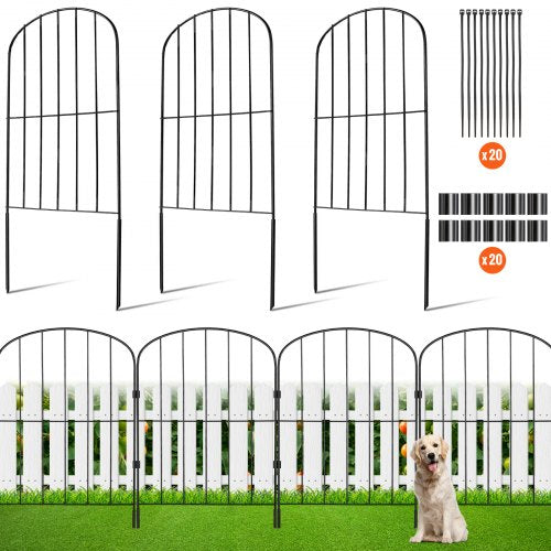 Garden Fence, No Dig Fence 61 x 33 cm Animal Barrier Fence, Underground Decorative Garden Fencing with 5.08 cm Spike Spacing, Metal Dog Fence for the Yard and Outdoor Patio, 10 Pack