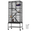 69" Metal Small Animal Cage 4-Tier Rolling Ferret Cage with Tray 3 Ramps