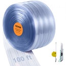 Strip Curtain, 3048 cm L x 30.5 cm W x 3 mm Thickness, Clear Ribbed PVC Curtain Strip Door Bulk Roll, Plastic Door Strips for Doorway of Supermarket, Garage, Warehouse, Barn, Pet Animal House