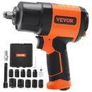 1/2-Inch Air Impact Wrench, High Torque Up to 1400 ft-lbs, Lightweight 4.6 lb Design Pneumatic Impact Gun with 11-PCS 1/2-Inch Drive CR-V Steel Impact Socket Set & Carrying Case