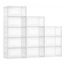 Shoe Storage Boxes 12PCS Stackable Shoe Boxes US Size 13 Transparent White
