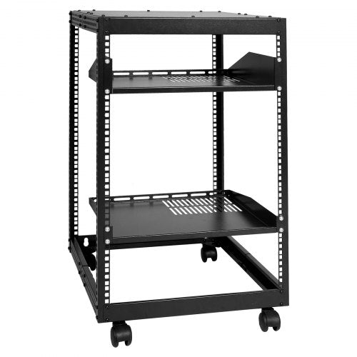 15U Open Frame Server Rack, 23-40 in Adjustable Depth, Free Standing o ...