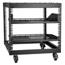 9U Open Frame Server Rack, 584.2 to 1016 mm Adjustable Depth, Free Standing or Wall Mount Network Server Rack with 360° Casters, Heavy Duty 4 Post Holds All Your Networking IT Equipment AV Gear