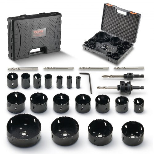 Hole Saw Kit, 18 PCS Saw Blades, 6 Drill Bits, 1 Hex Wrench, Bi Metal M42 Hole Saw Set with Carrying Case, General Purpose Size from 3/4" to 4-1/2", Ideal for Wood Board, Iron and Plastic Plate