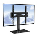 TV Stand Mount, Swivel Universal TV Stand for 32 to 55 inch TVs, Height Adjustable Portable Floor TV Stand with Tempered Glass Base for Bedroom, Living Room