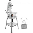 Electric Meat Saw, 850W Stainless Vertical Cutter, 380 x 485 mm Workbench, 180 mm Cutting Thickness, Includes 5 Blades for Slicing Frozen Meat, Pork, Beef, and Ribs