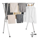 2-Tier Telescopic Clothes Drying Rack w/ 30 Windproof Holes & 2 Shoe Hooks