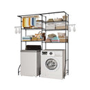 Over Washer and Dryer Storage Shelf Two Row 6 Tiers Washer Rack Black