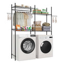 Over Washer and Dryer Storage Shelf Two Row 4 Tiers Washer Rack Black