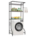 Over Washer and Dryer Storage Shelf Single Row 3 Tiers Washer Rack Black