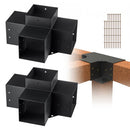 Pergola Bracket Kit 152x152mm, 2pcs 4-Way Heavy Duty Corner Bracket Woodworks DIY Post Base Kit, Easy Installation Wooden Beams for Gazebos, Patio Pergolas, Log Cabin Outdoor Pergola Hardware