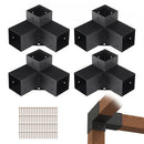 Pergola Bracket Kit 101x101mm, 4pcs 3-Way Heavy Duty Corner Bracket Woodworks DIY Post Base Kit, Easy Installation Wooden Beams for Gazebos, Patio Pergolas, Log Cabin Outdoor Pergola Hardware