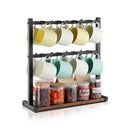 Coffee Mug Holder for Countertop 16 Hooks Cup Rack with Wood Storage Base