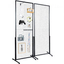 2' x 5.6' Grid Wall Panels Tower, 2 Packs Wire Gridwall Display Racks with T-Base Floorstanding, Double Side Gridwall Panels for Art Craft Shows, Retail Display with Extra Clips and Hooks