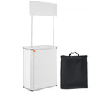 Portable Tradeshow Podium Table, 785 x 380 x 1815 mm, Display Exhibition Counter Stand Booth Fair with Wall, Foldable Promotion Retail Bar Table Pop Up Podium with Storage Rack/Carrying Bag