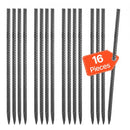 Rebar Stakes, 406.4 mm, Heavy-Duty 11.5 mm Diameter, Straight Galvanized Steel Ground Anchors with Chisel Point End & Rust-Resistant Coating, for Gardening Support, Fence, Camping Tents (16-Pack)